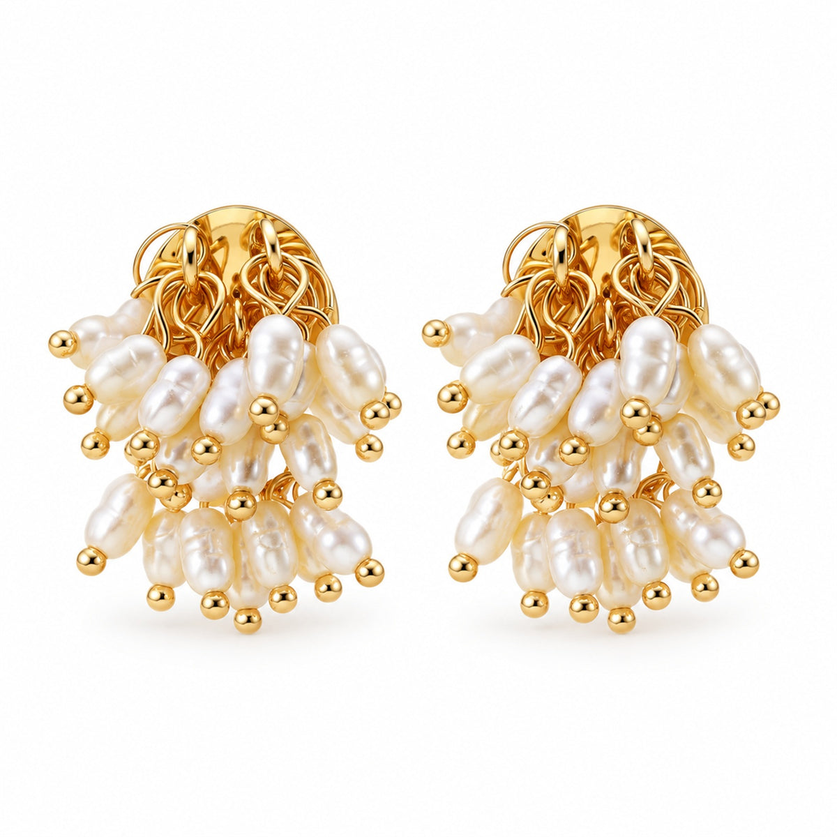 Pearl Cascade Cluster Earrings