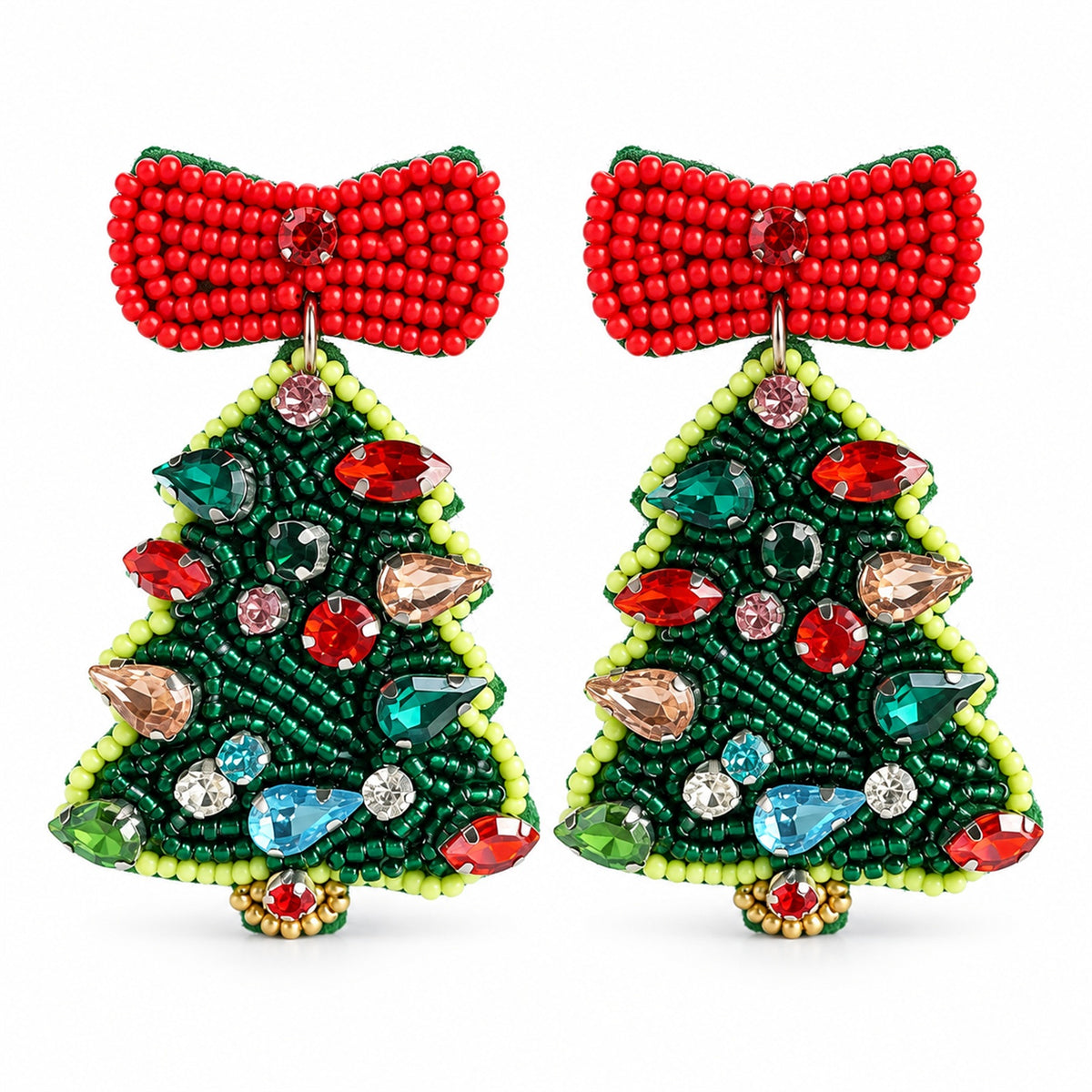 Christmas Tree Beaded Earrings