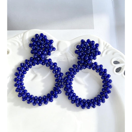 Handwoven Bohemian Beaded Hoop Earrings