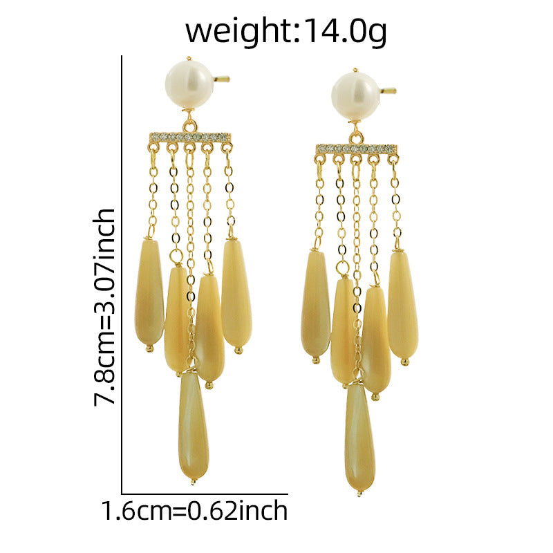 Ocean Tears Natural Shell Teardrop Tassel Earrings