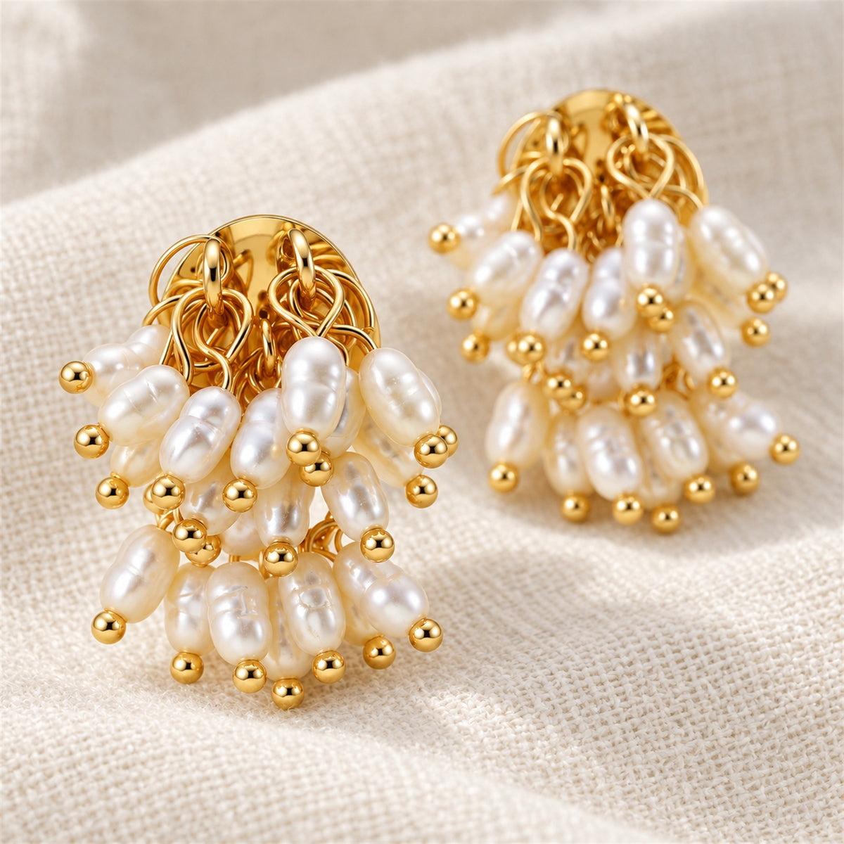 Pearl Cascade Cluster Earrings