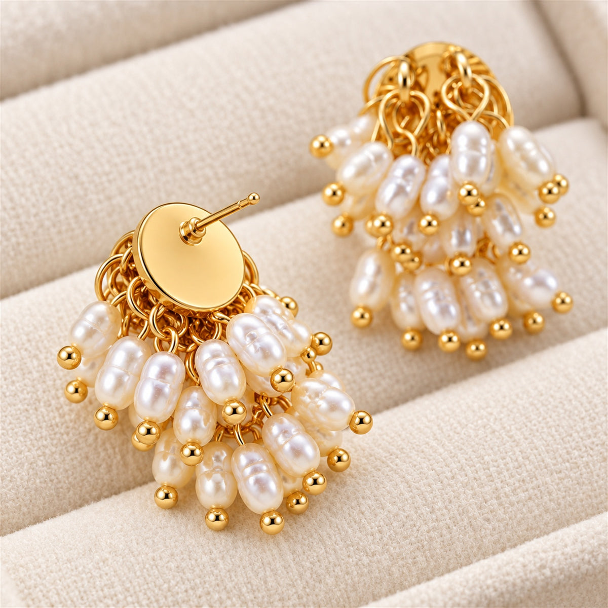 Pearl Cascade Cluster Earrings