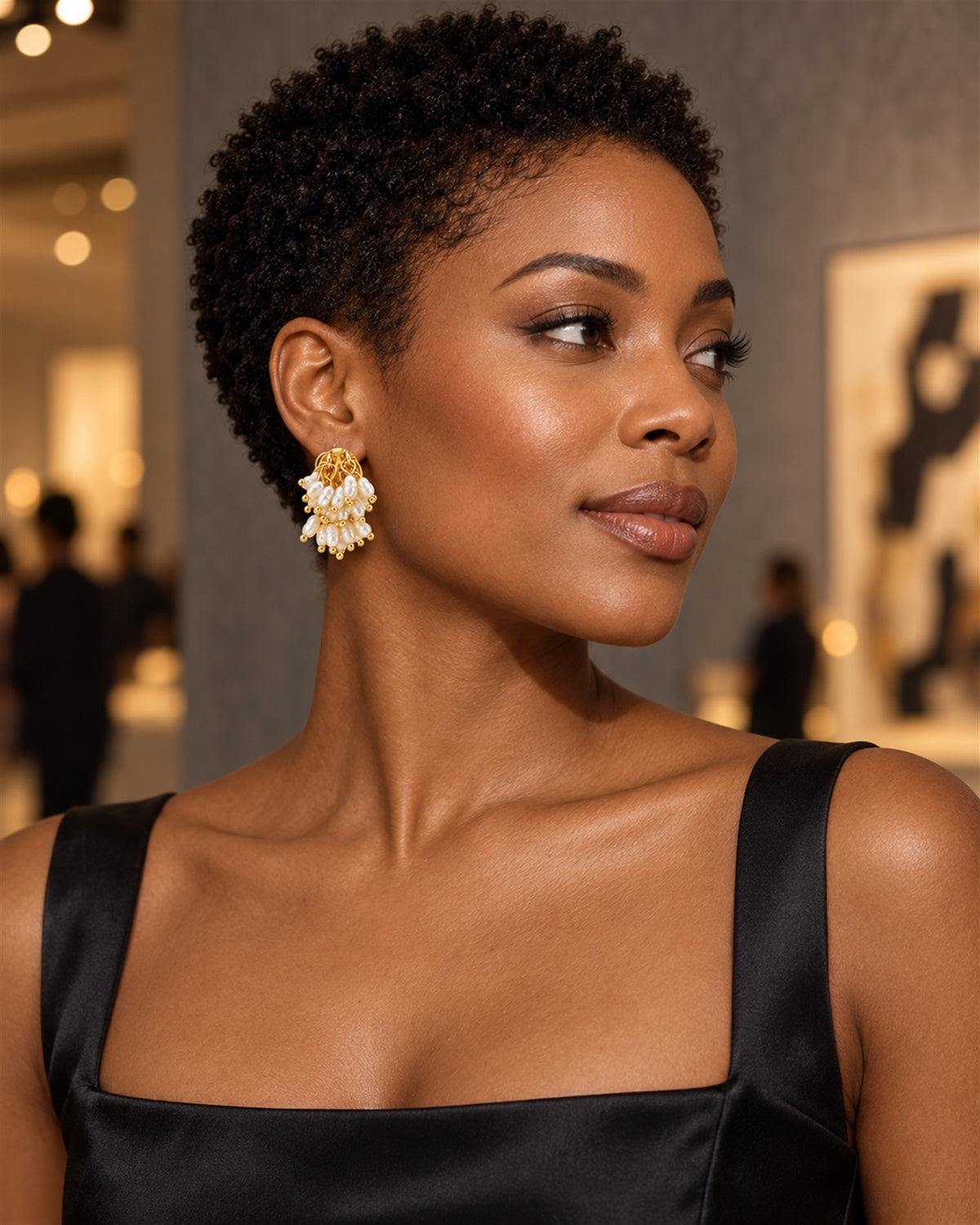 Pearl Cascade Cluster Earrings