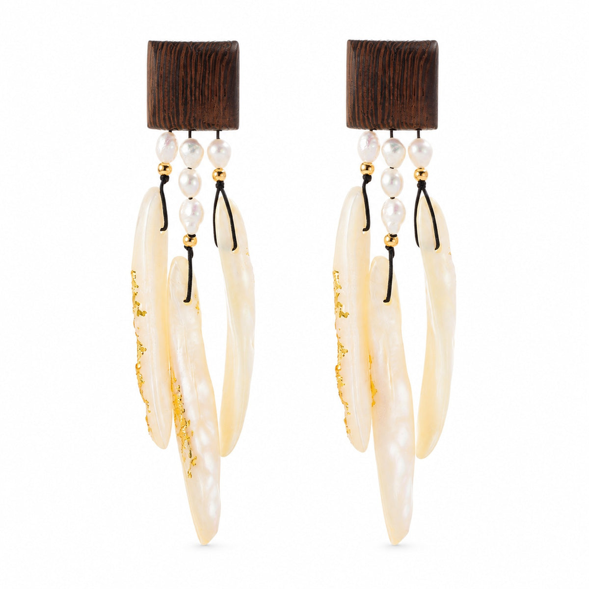 Coastal Drift Wood & Shell Earrings
