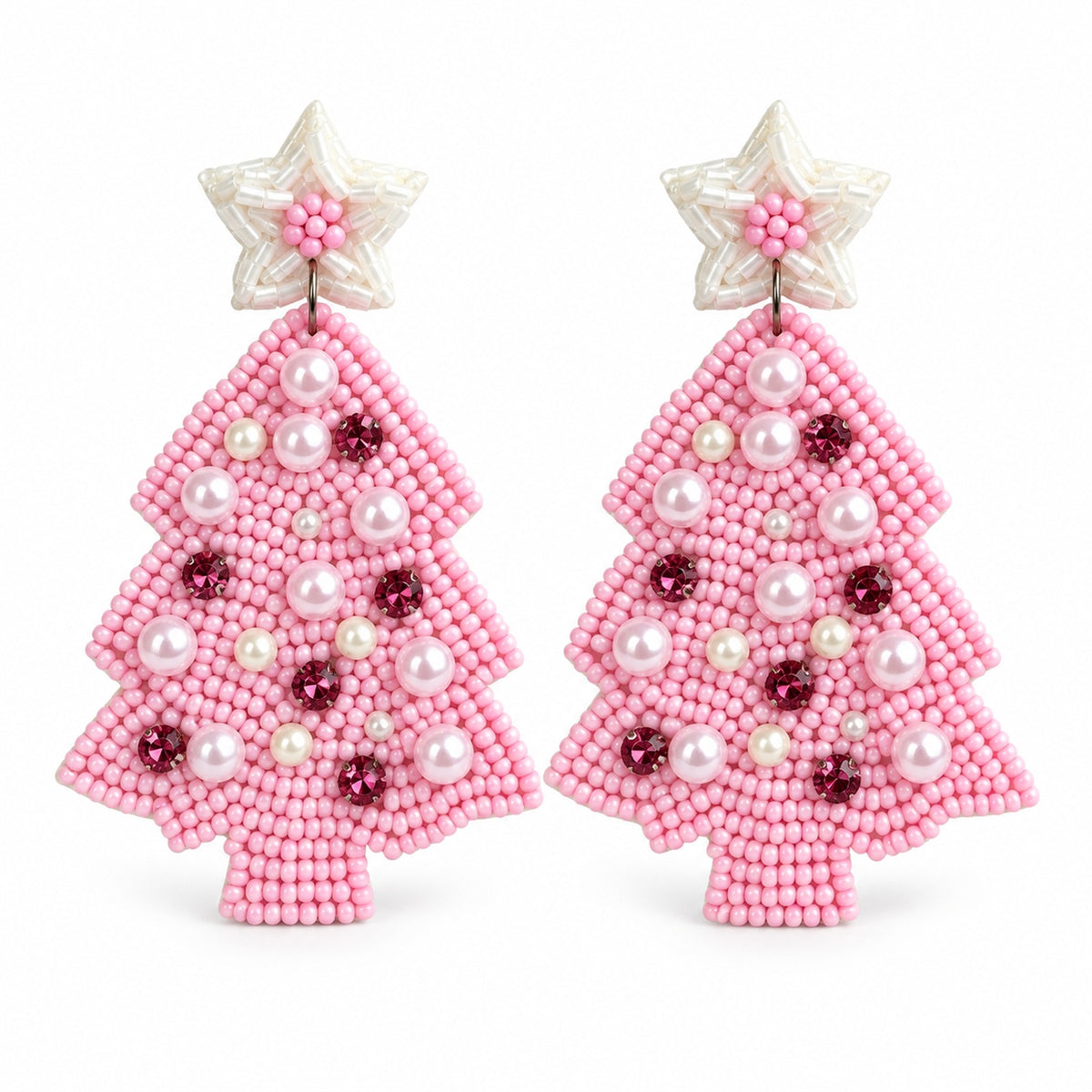 Christmas Tree Beaded Earrings