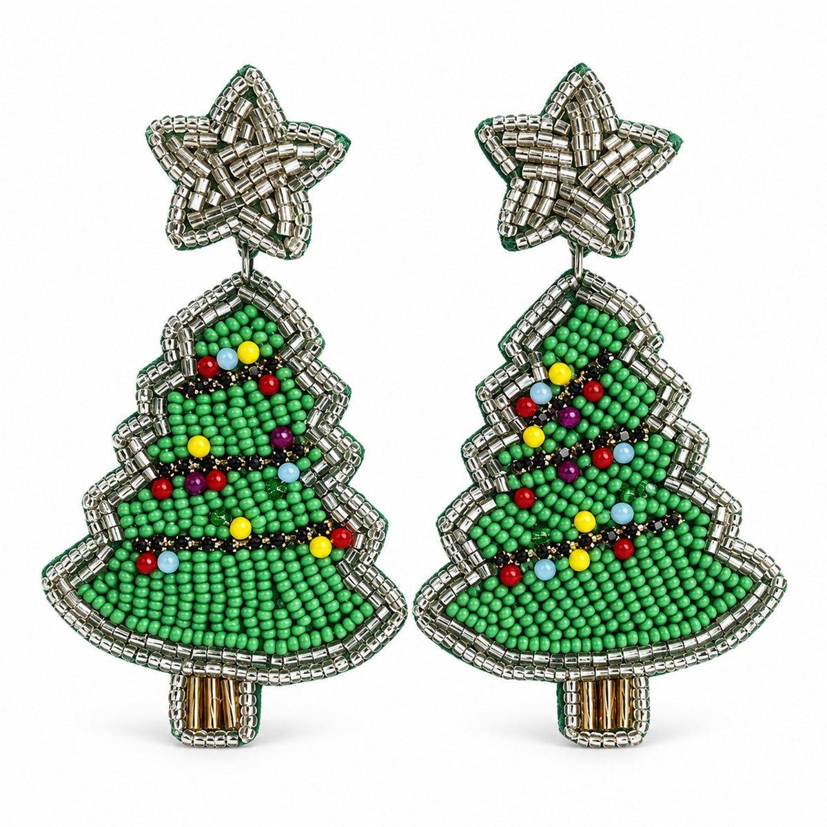 Christmas Tree Beaded Earrings