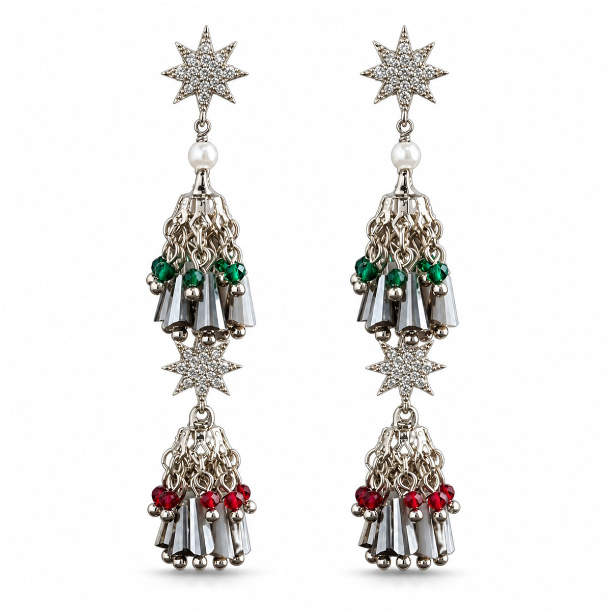 Christmas Star Zircon Fringe Earrings