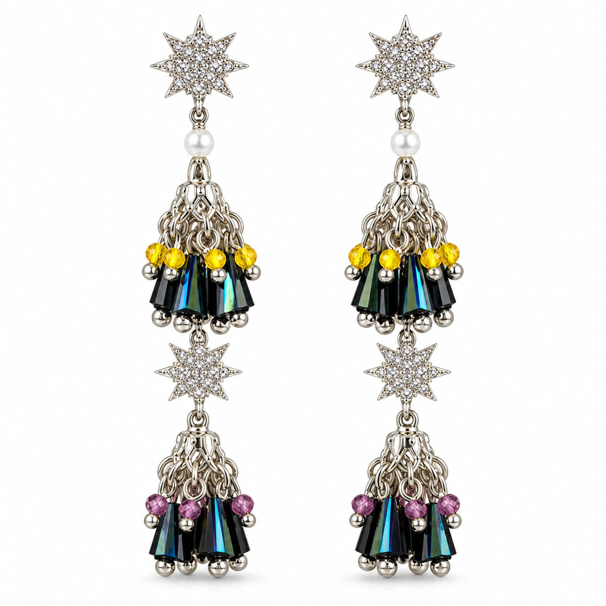 Christmas Star Zircon Fringe Earrings