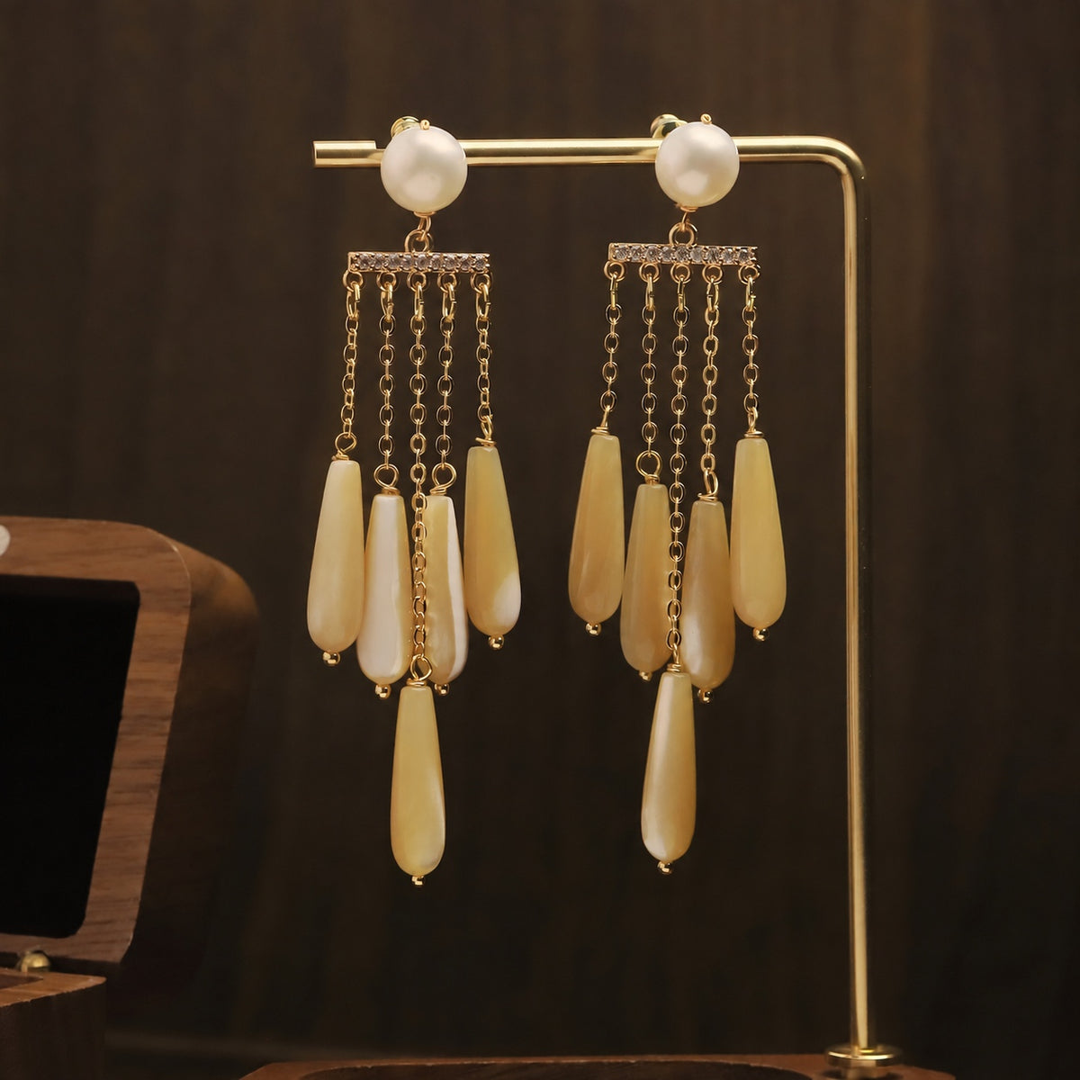 Ocean Tears Natural Shell Teardrop Tassel Earrings