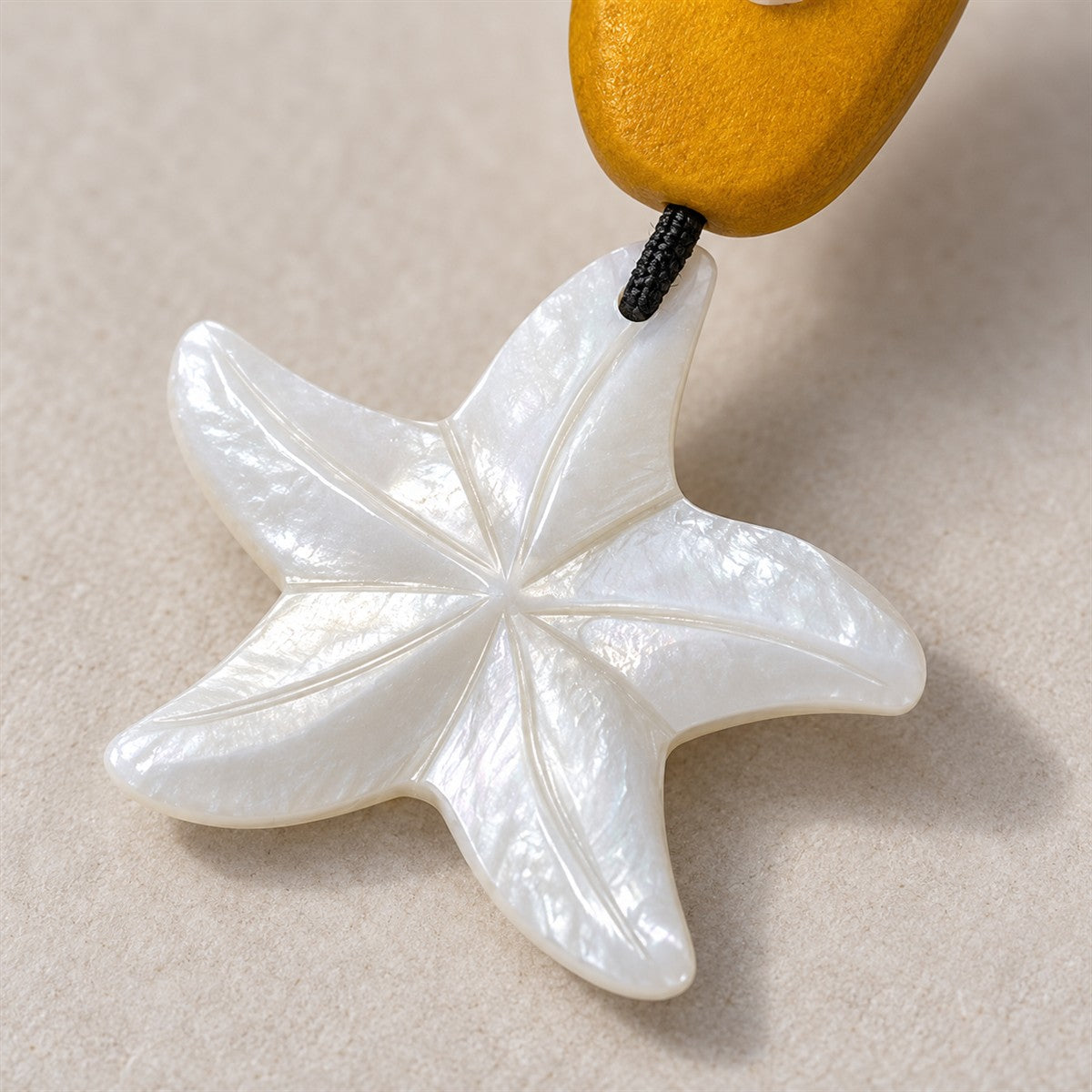 Amber Wood Starfish Earrings