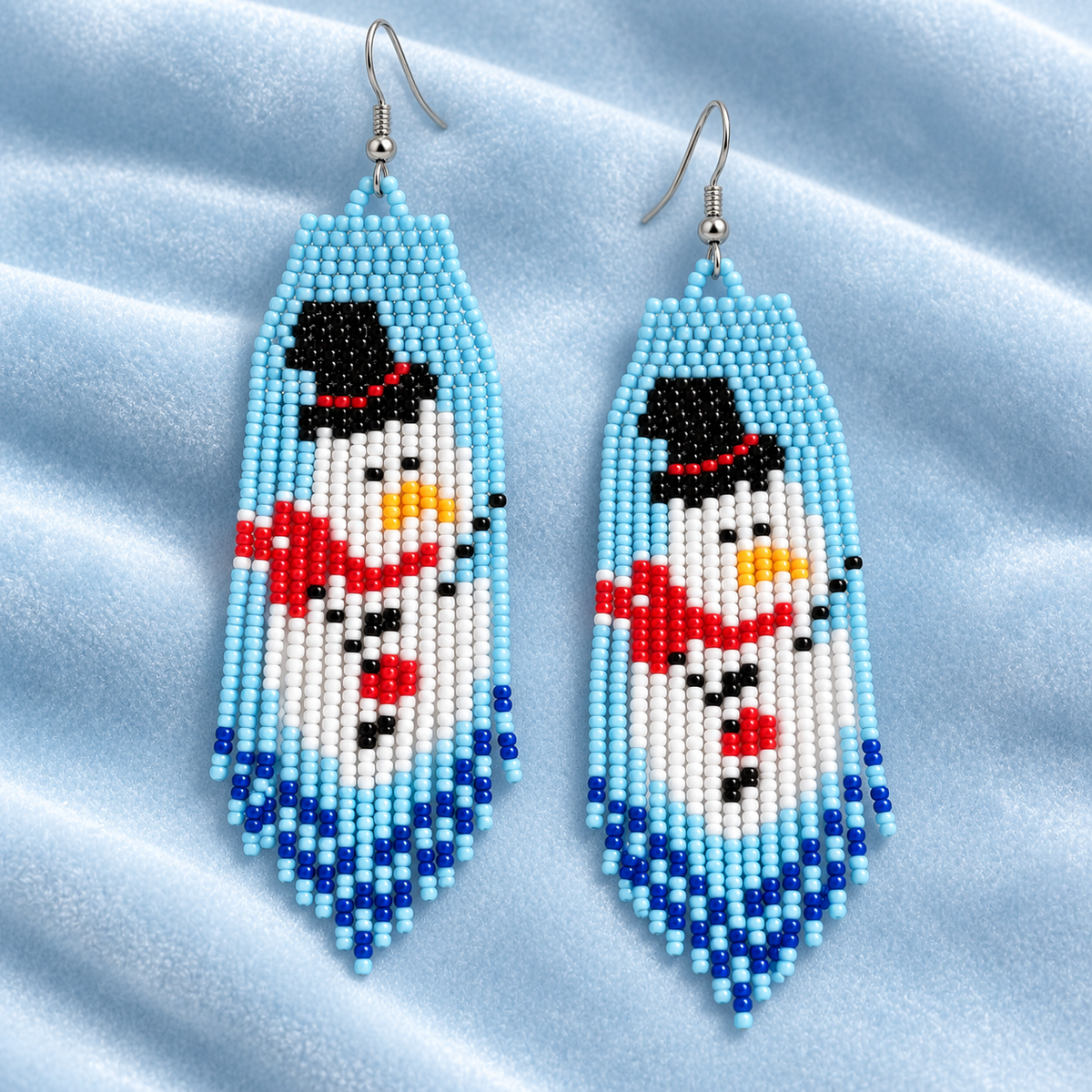 Christmas Beaded Fringe Earrings