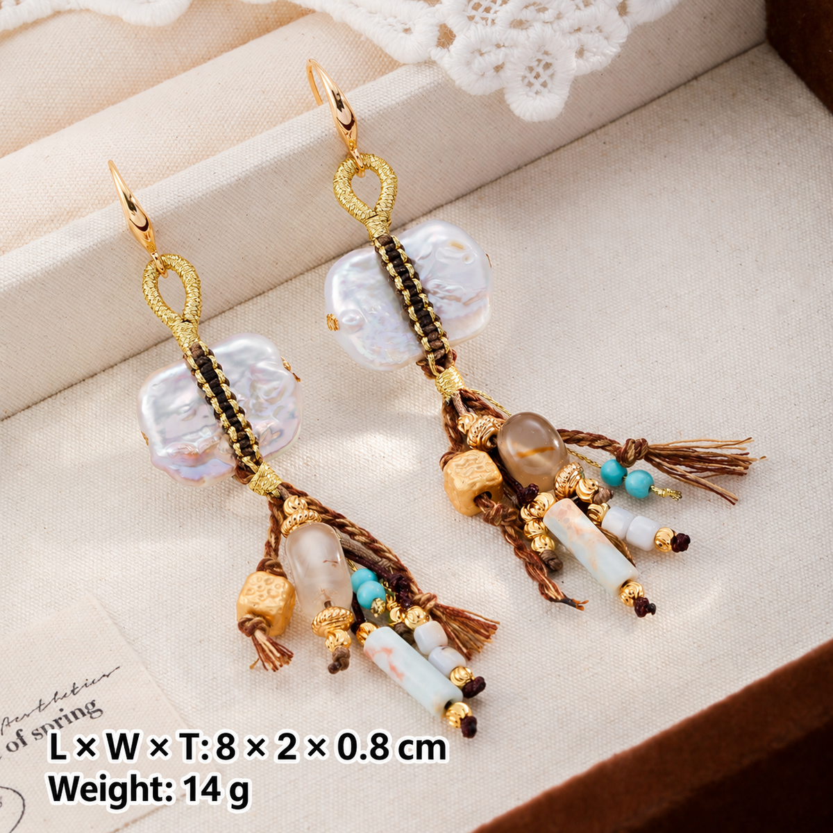 Ocean Treasure Baroque Pearl & Turquoise Tassel Earrings