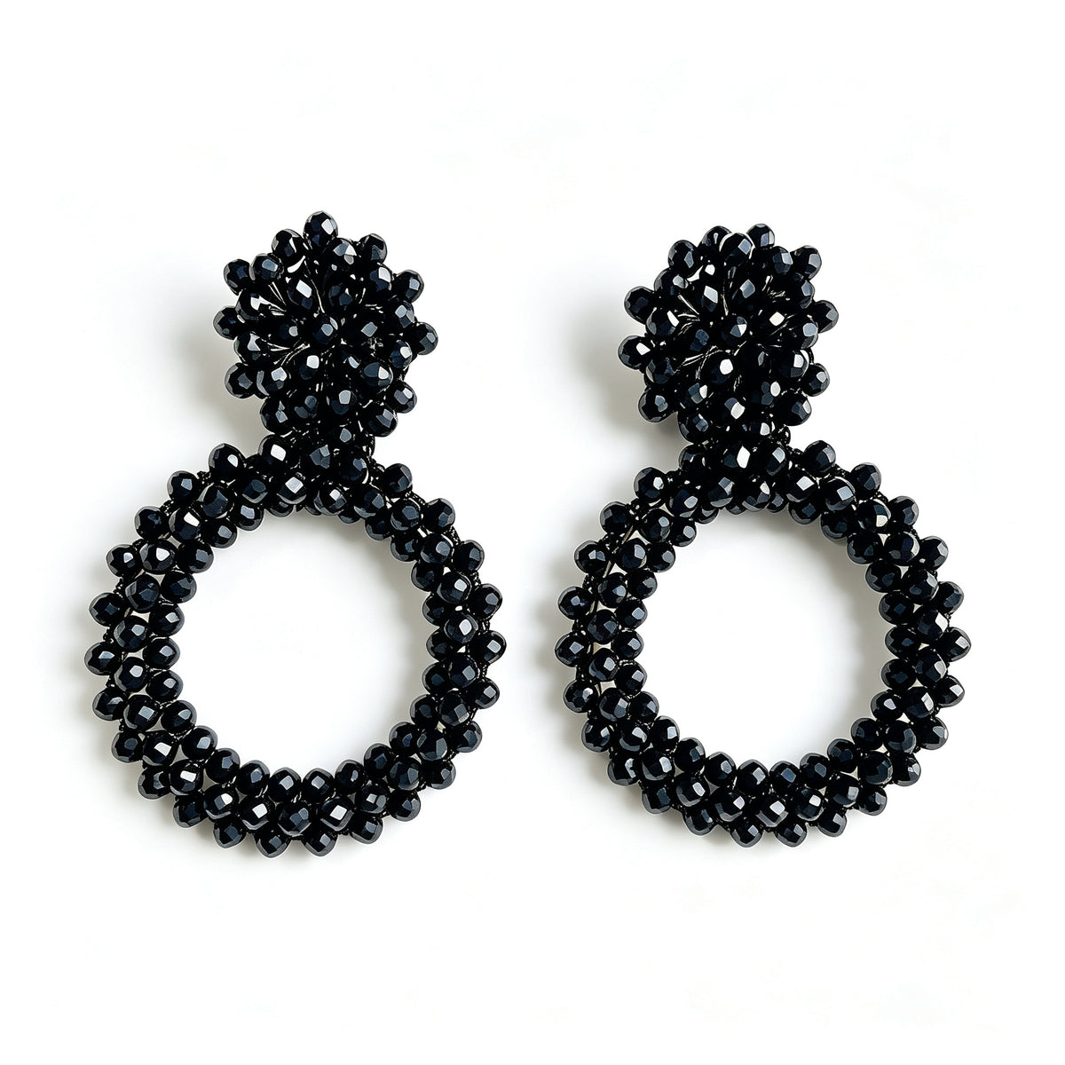 Handwoven Bohemian Beaded Hoop Earrings