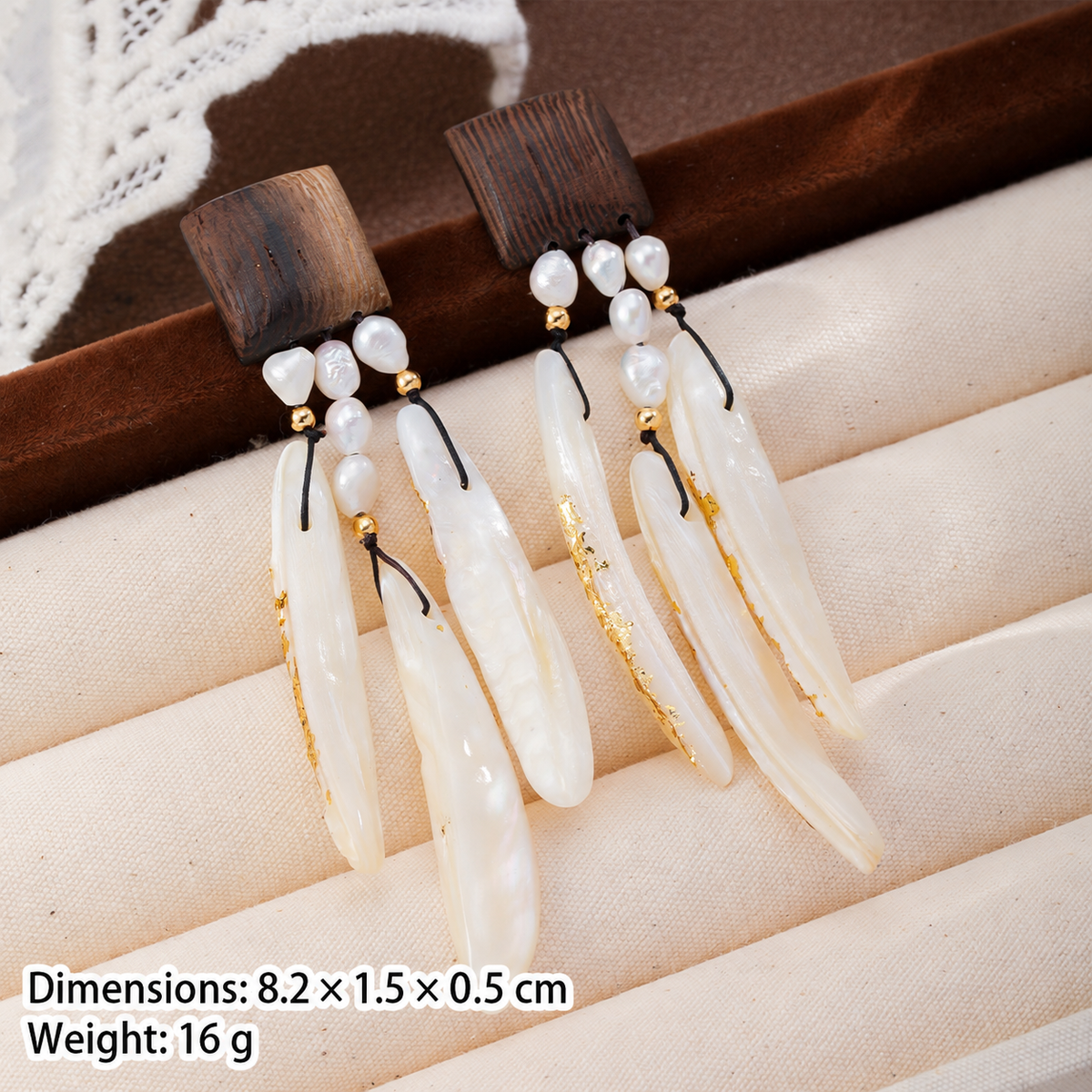 Coastal Drift Wood & Shell Earrings