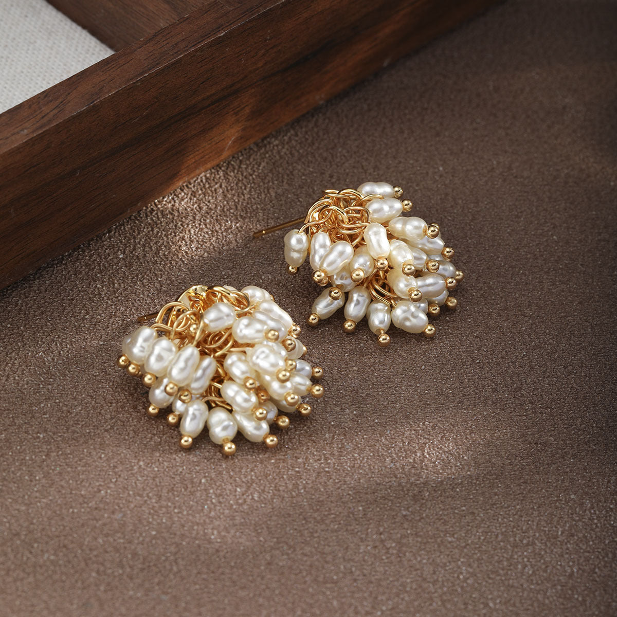 Pearl Cascade Cluster Earrings