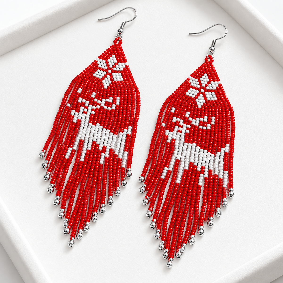 Christmas Beaded Fringe Earrings