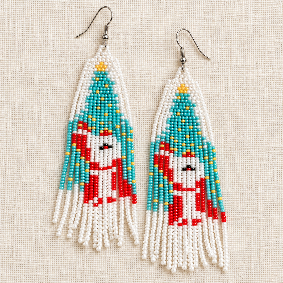 Christmas Beaded Fringe Earrings