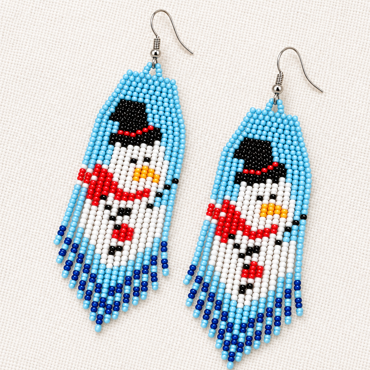 Christmas Beaded Fringe Earrings