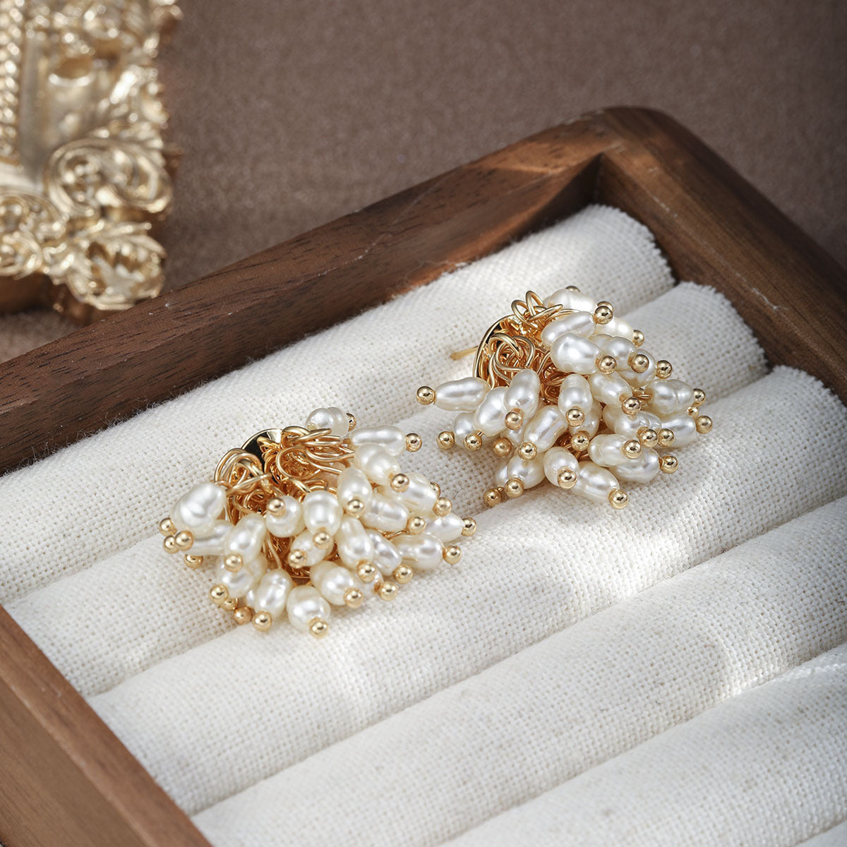 Pearl Cascade Cluster Earrings