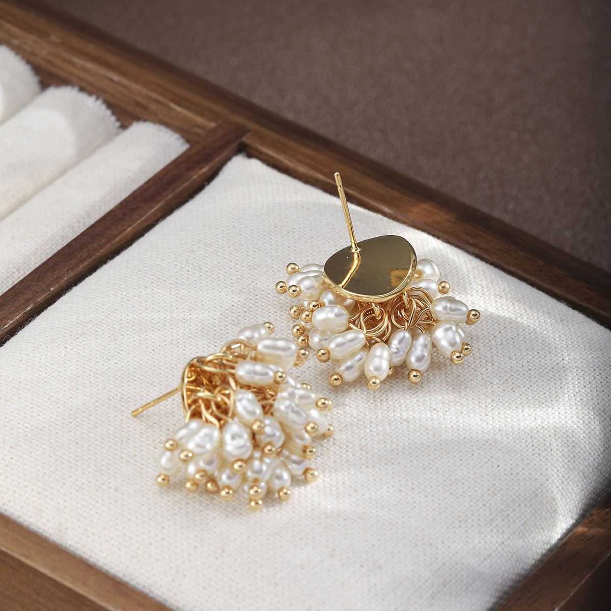 Pearl Cascade Cluster Earrings