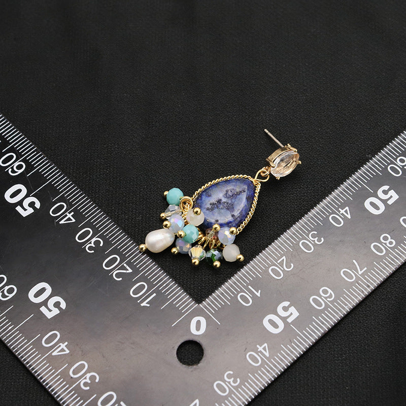 Secret Treasure Lapis Lazuli Pearl & Turquoise Cluster Drop Earrings