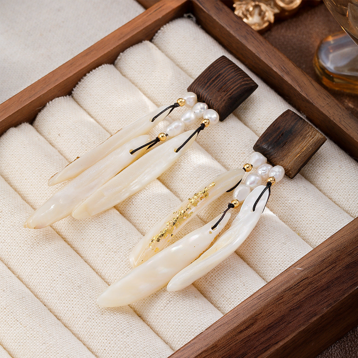 Coastal Drift Wood & Shell Earrings