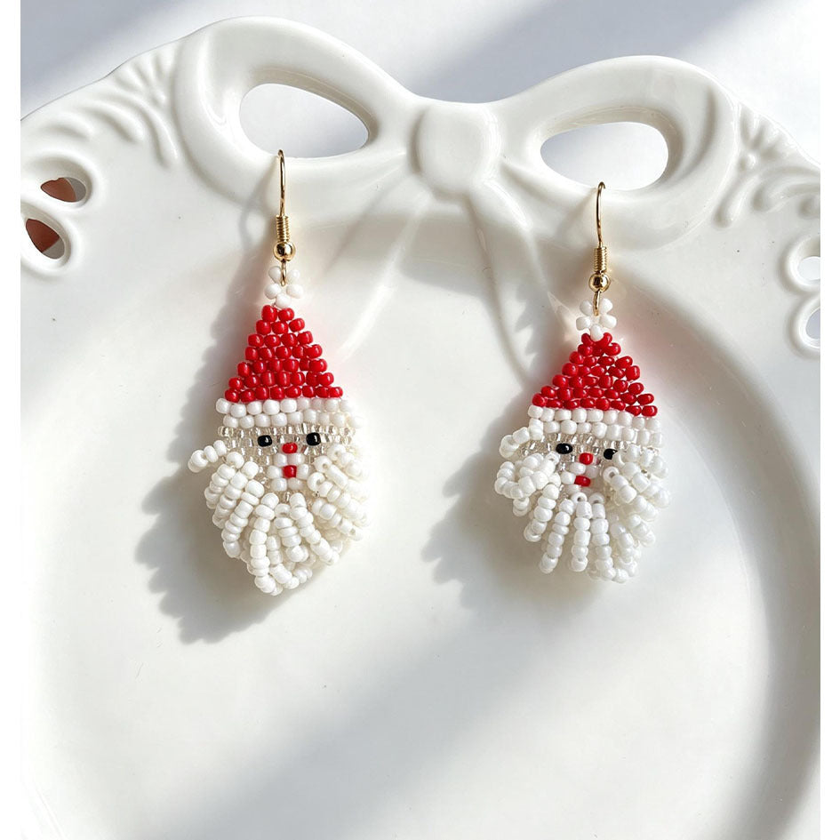 Christmas Beaded Fringe Earrings