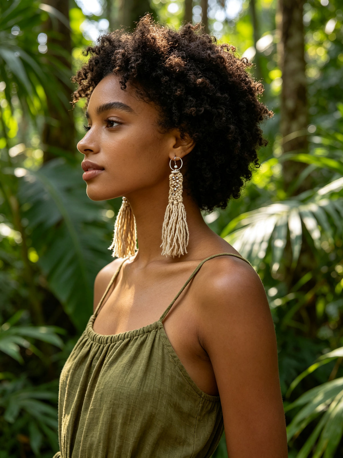 Handwoven Pearl Tassel Drop Earrings