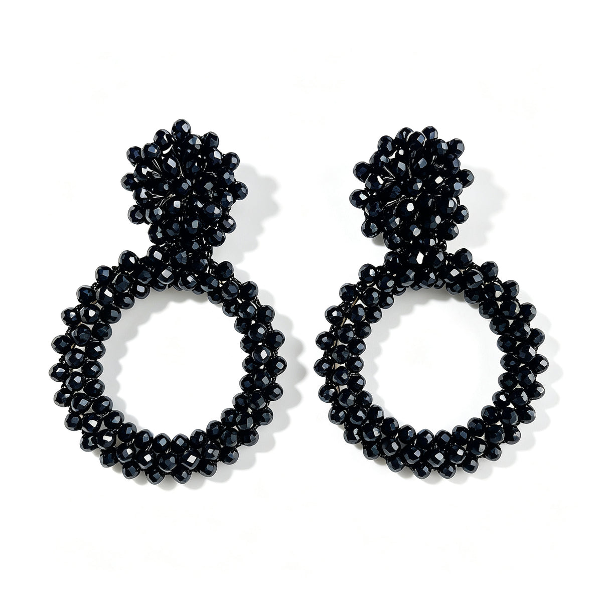 Handwoven Bohemian Beaded Hoop Earrings