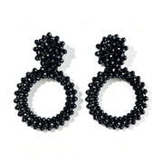 Handwoven Bohemian Beaded Hoop Earrings