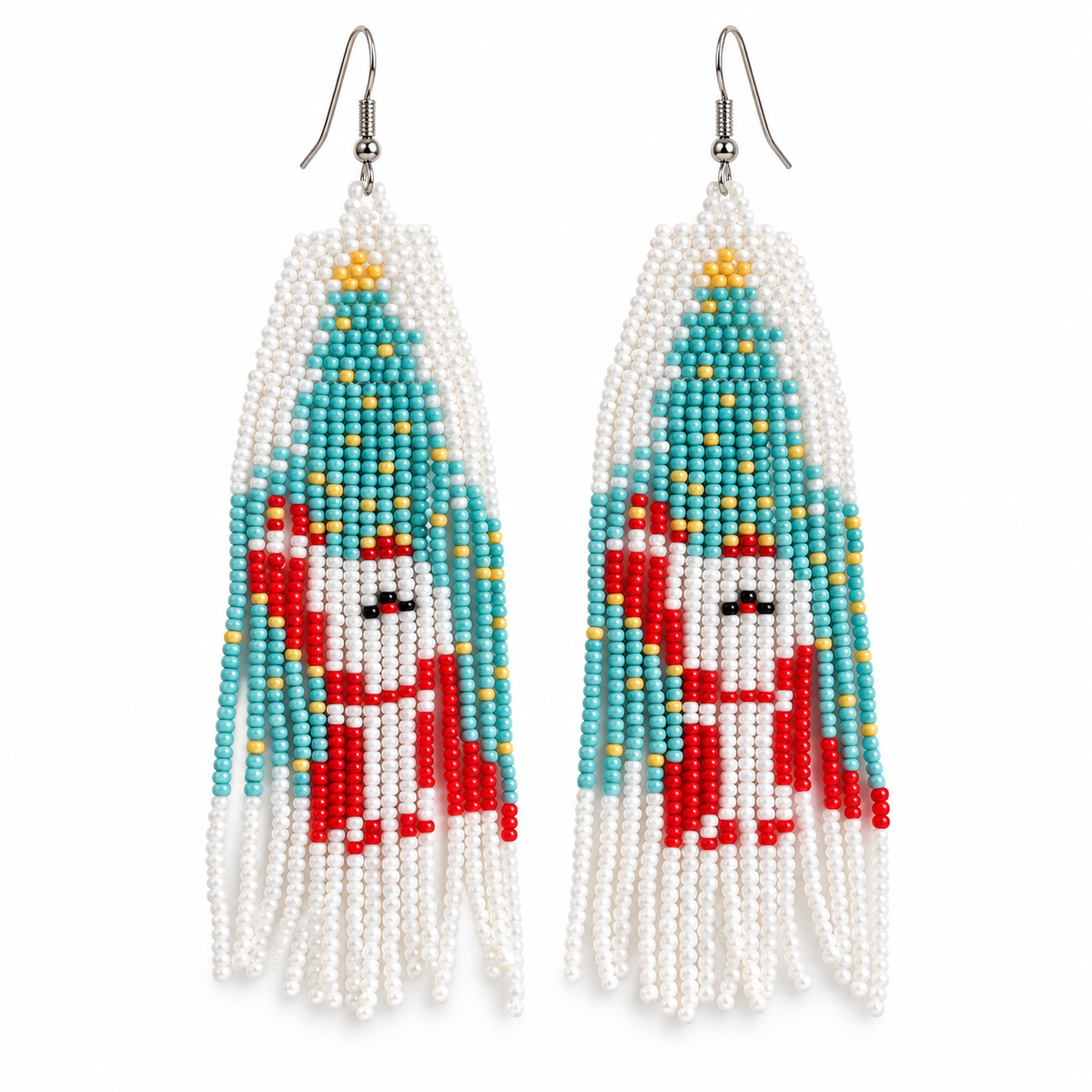 Christmas Beaded Fringe Earrings