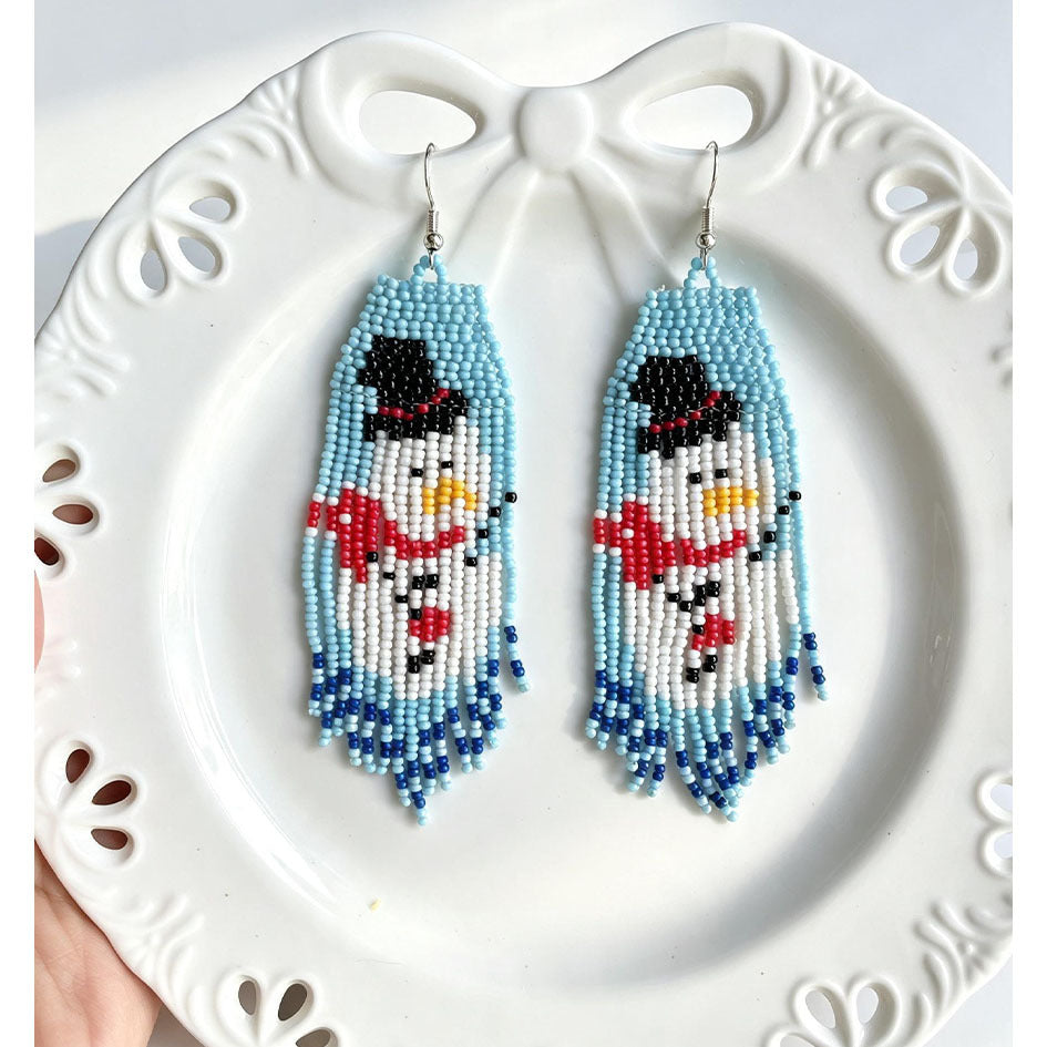 Christmas Beaded Fringe Earrings