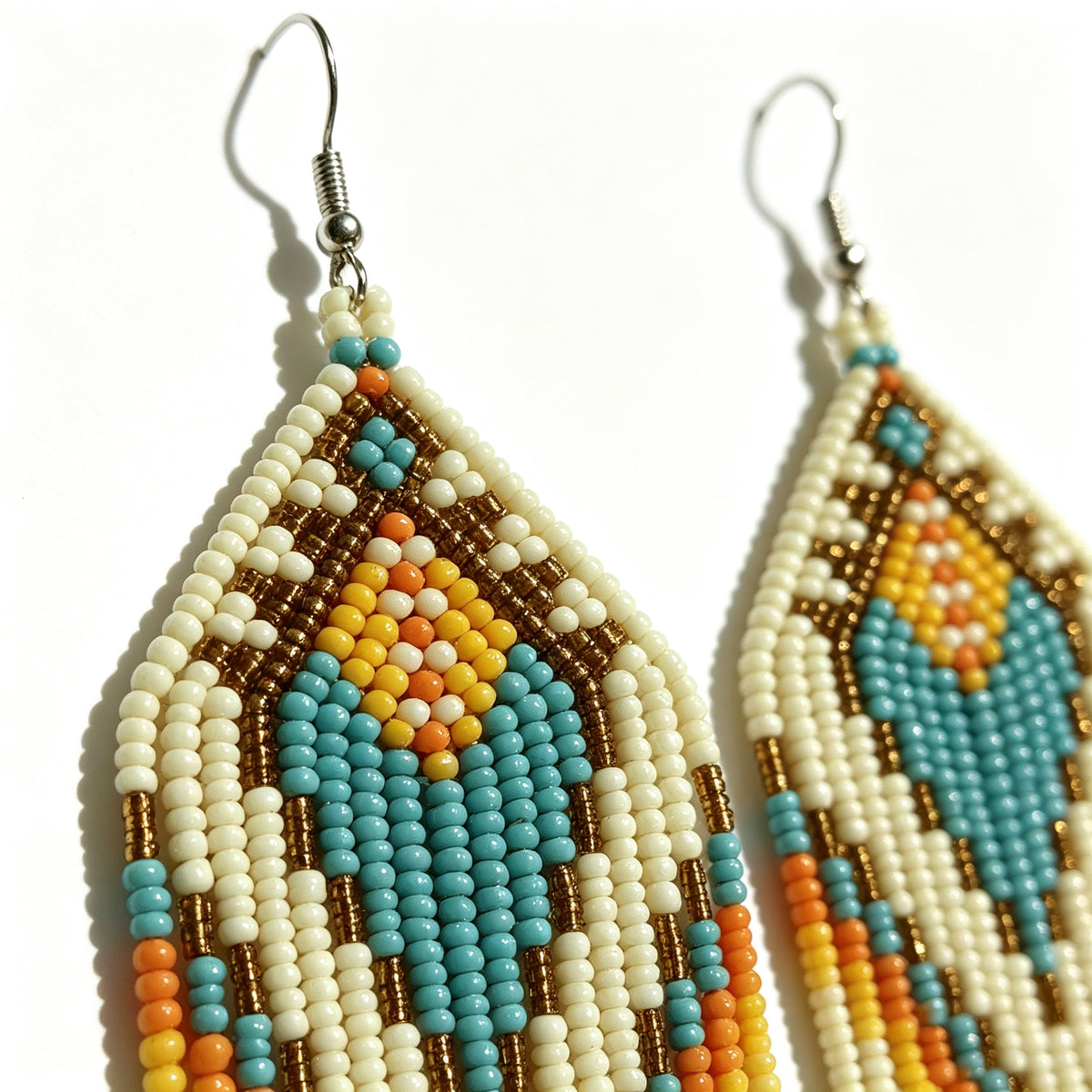 Handcrafted Boho Beaded Tassel Drop Earrings