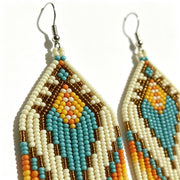 Handcrafted Boho Beaded Tassel Drop Earrings