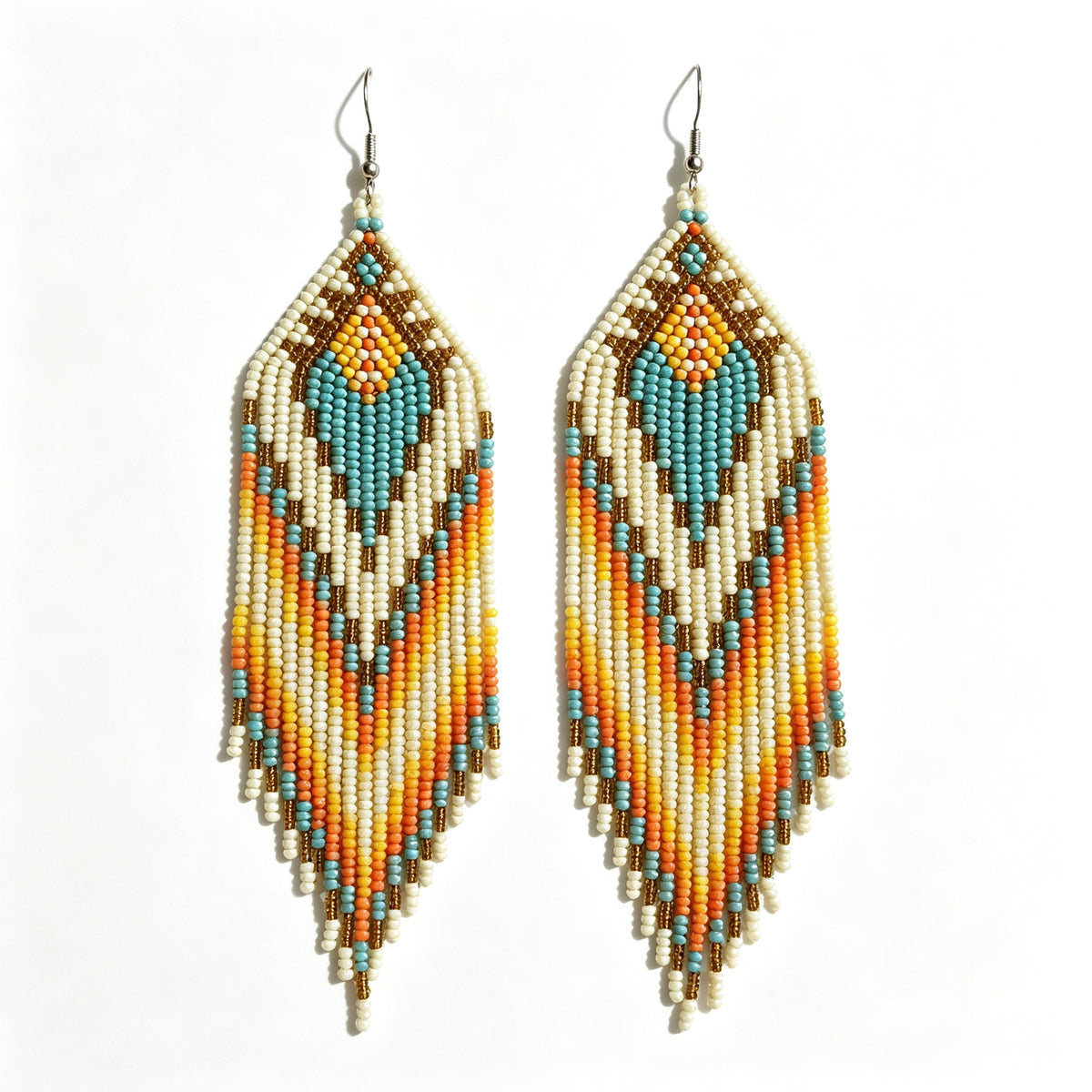 Handcrafted Boho Beaded Tassel Drop Earrings