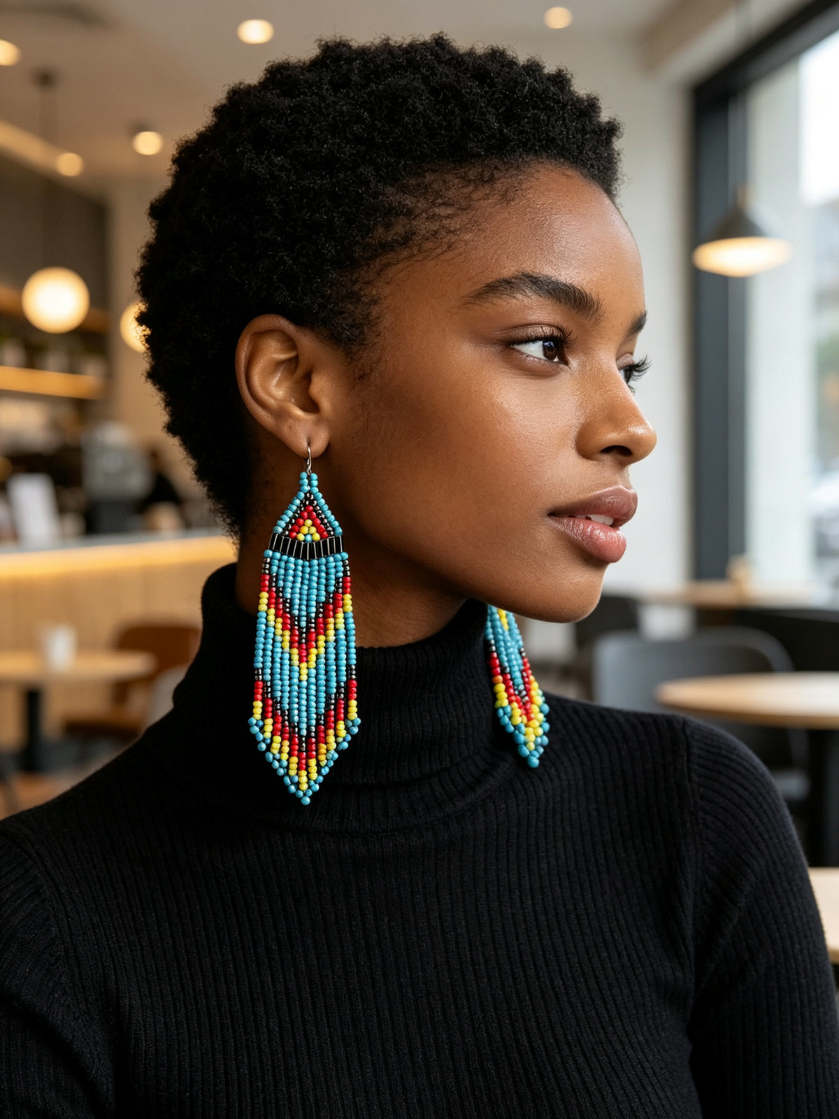 Handcrafted Boho Beaded Tassel Drop Earrings