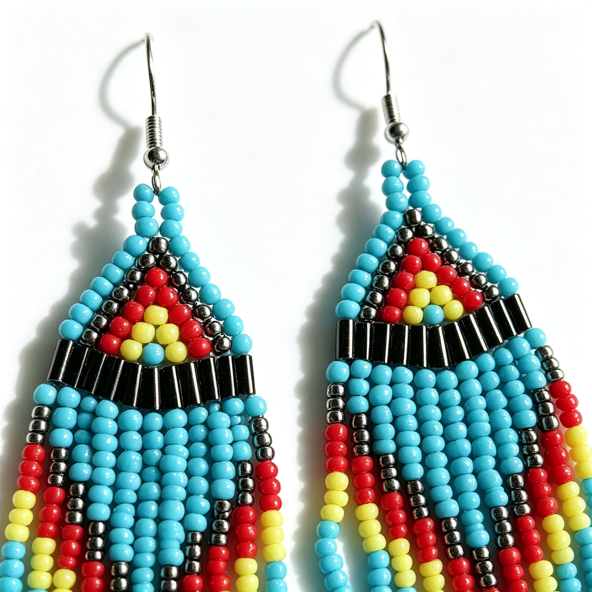 Handcrafted Boho Beaded Tassel Drop Earrings