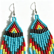 Handcrafted Boho Beaded Tassel Drop Earrings