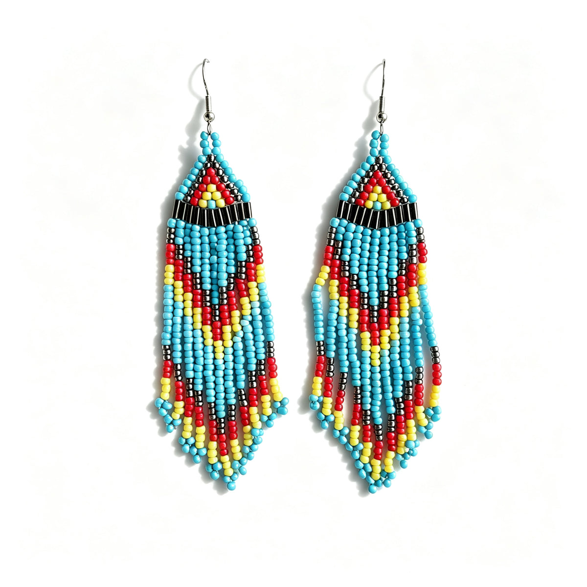Handcrafted Boho Beaded Tassel Drop Earrings