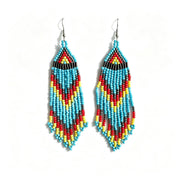 Handcrafted Boho Beaded Tassel Drop Earrings