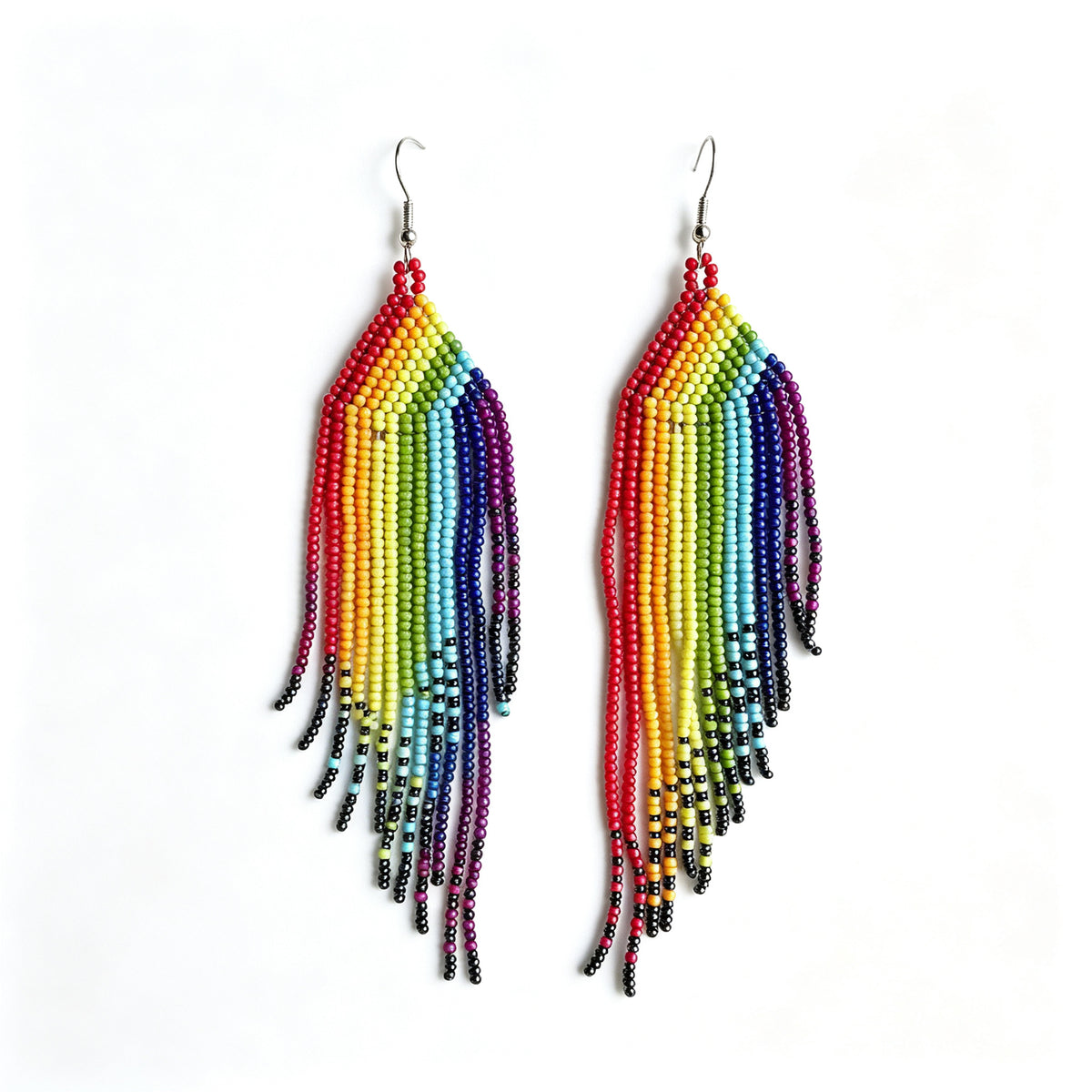 Handcrafted Boho Beaded Tassel Drop Earrings