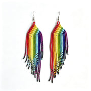 Handcrafted Boho Beaded Tassel Drop Earrings