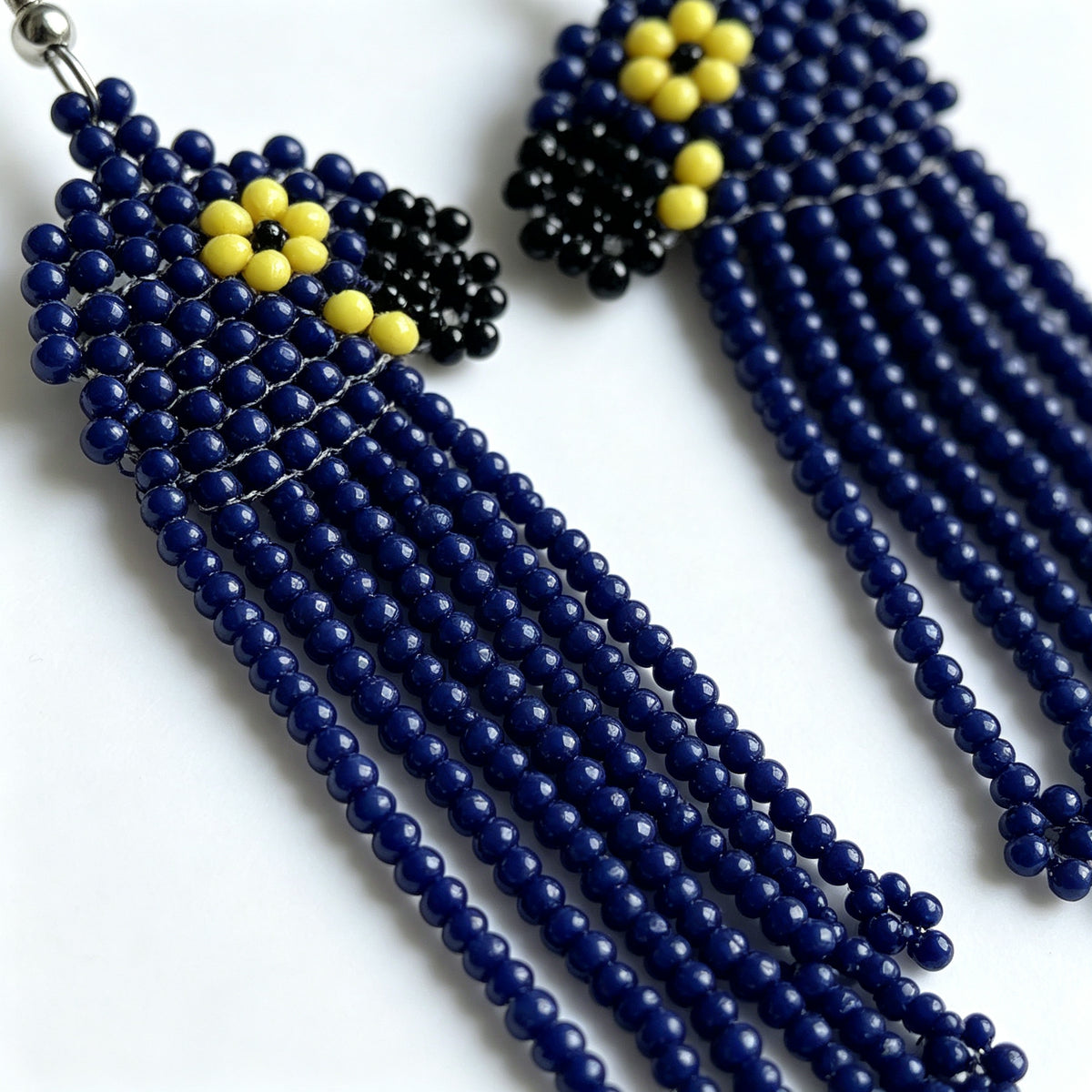 Handcrafted Tribal Beaded Fringe Drop Earrings