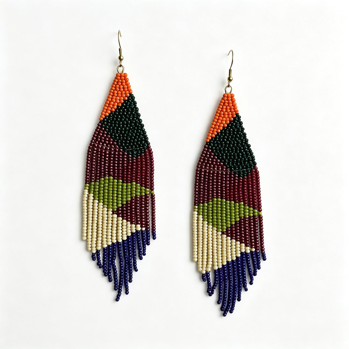 Handcrafted Boho Beaded Tassel Drop Earrings