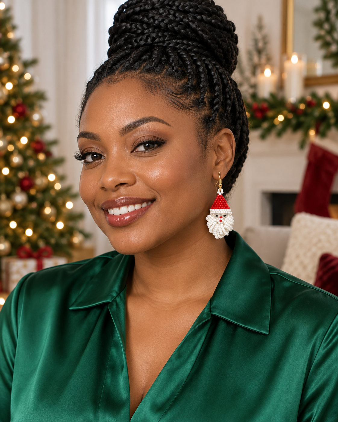 Christmas Beaded Fringe Earrings