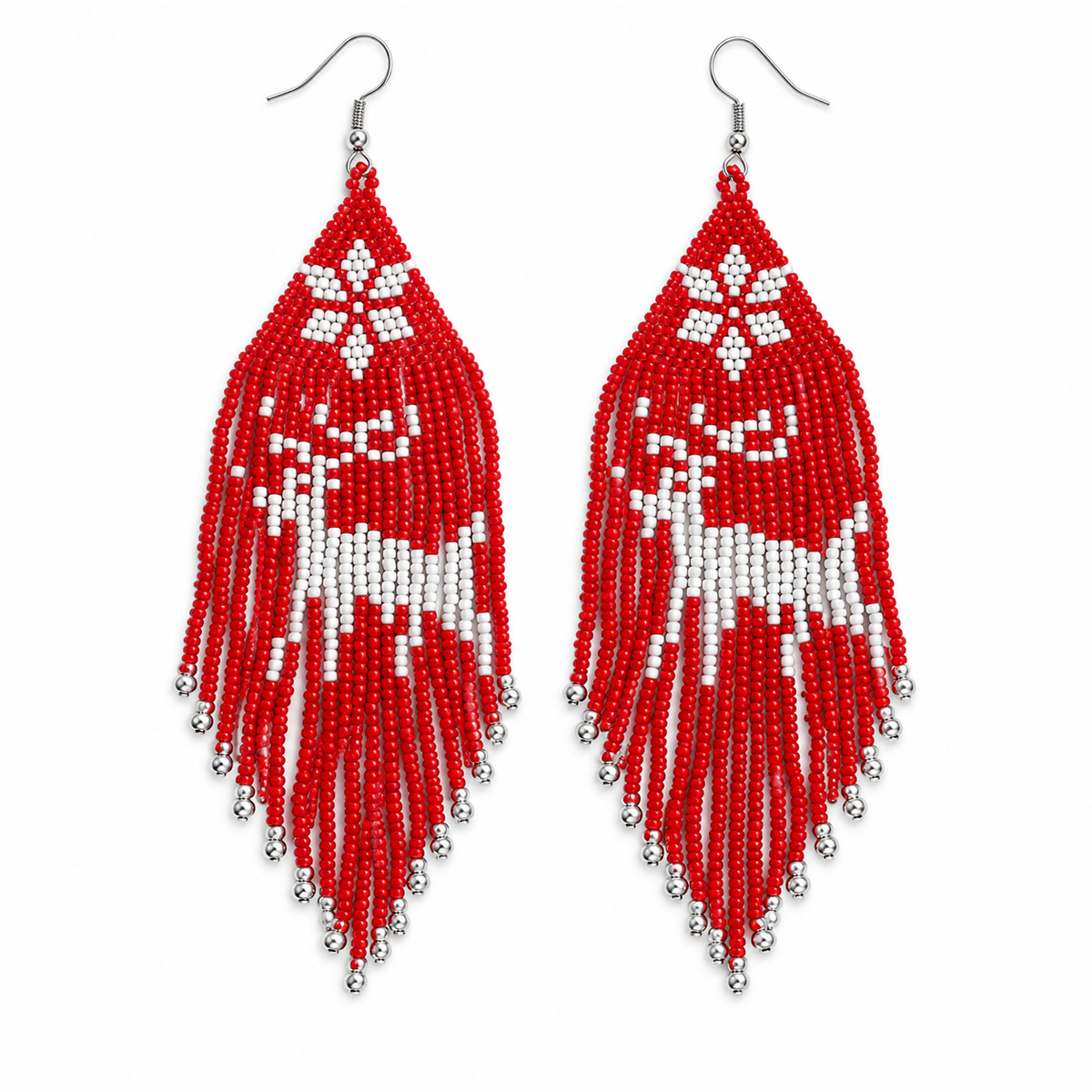Christmas Beaded Fringe Earrings