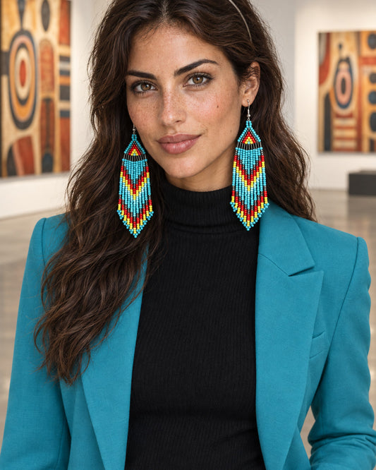 Handcrafted Boho Beaded Tassel Drop Earrings